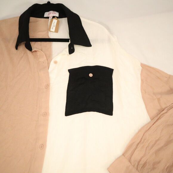 Jess Lea Colorblock Button down Blouse Size 2X Lightweight NEW - Picture 3 of 11